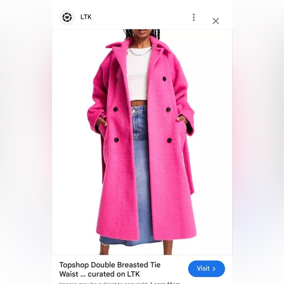 Topshop Double Breasted Tie Waist Coat - Picture 3 of 6